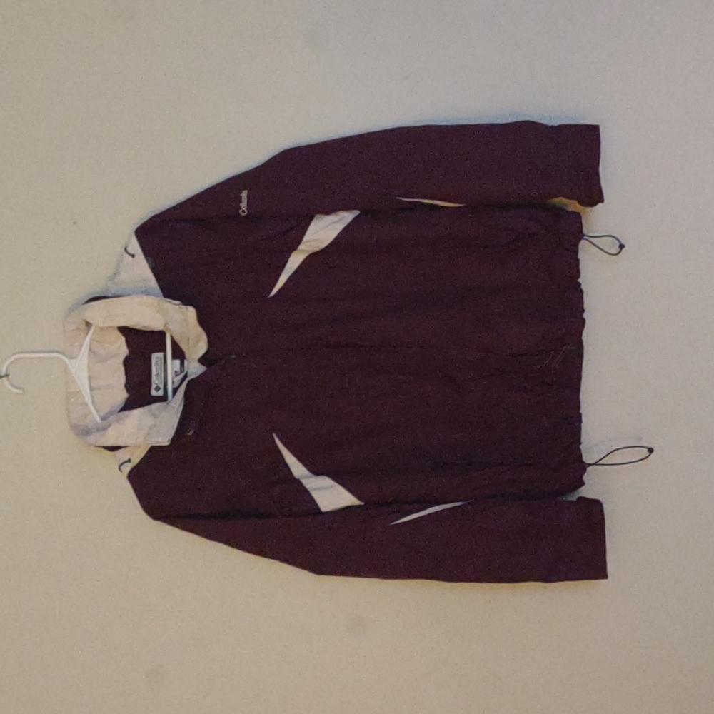Columbia waterproof zip up jacket. Women's M‎ Burgundy and white
